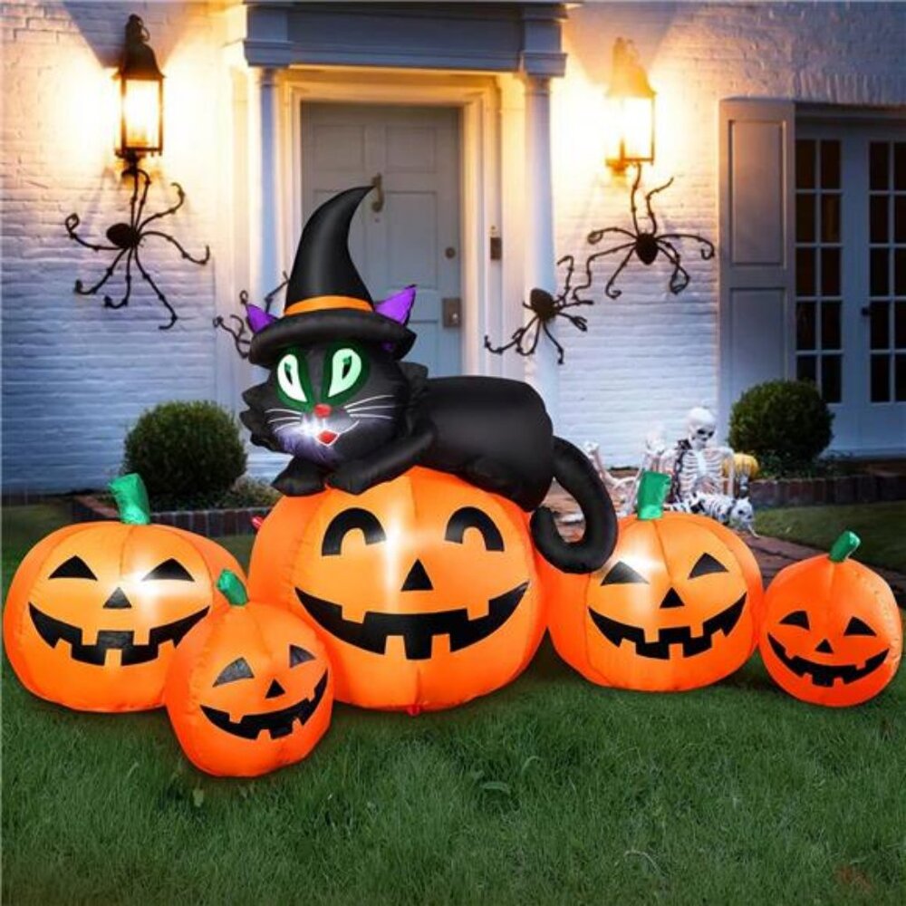 5FT Halloween Inflatable Pumpkin Outdoor Decoration, Lighted Blow Up Yard